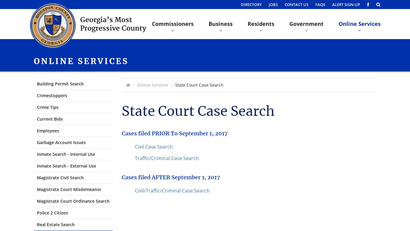 State Court Case Search - Houston County